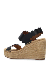 Espadrilles Lauren compensées en cuir - Black