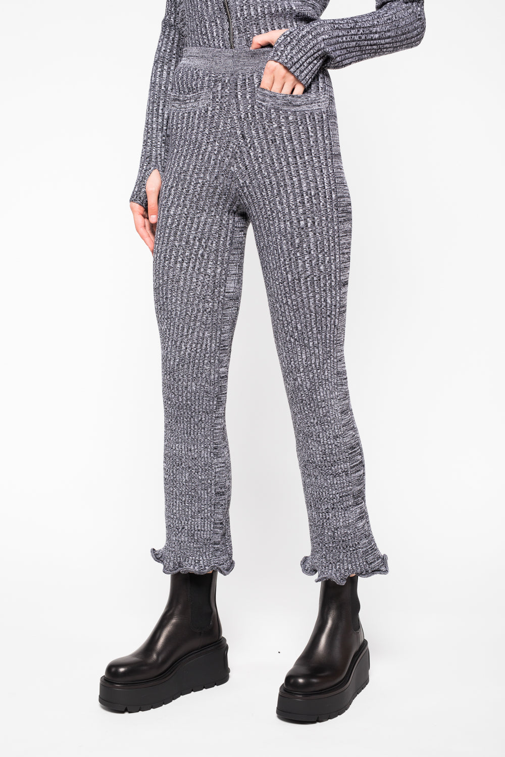 Pantalon côtelé en laine - Black & White
