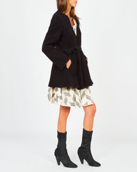 Veste longue kimono en laine - Noir