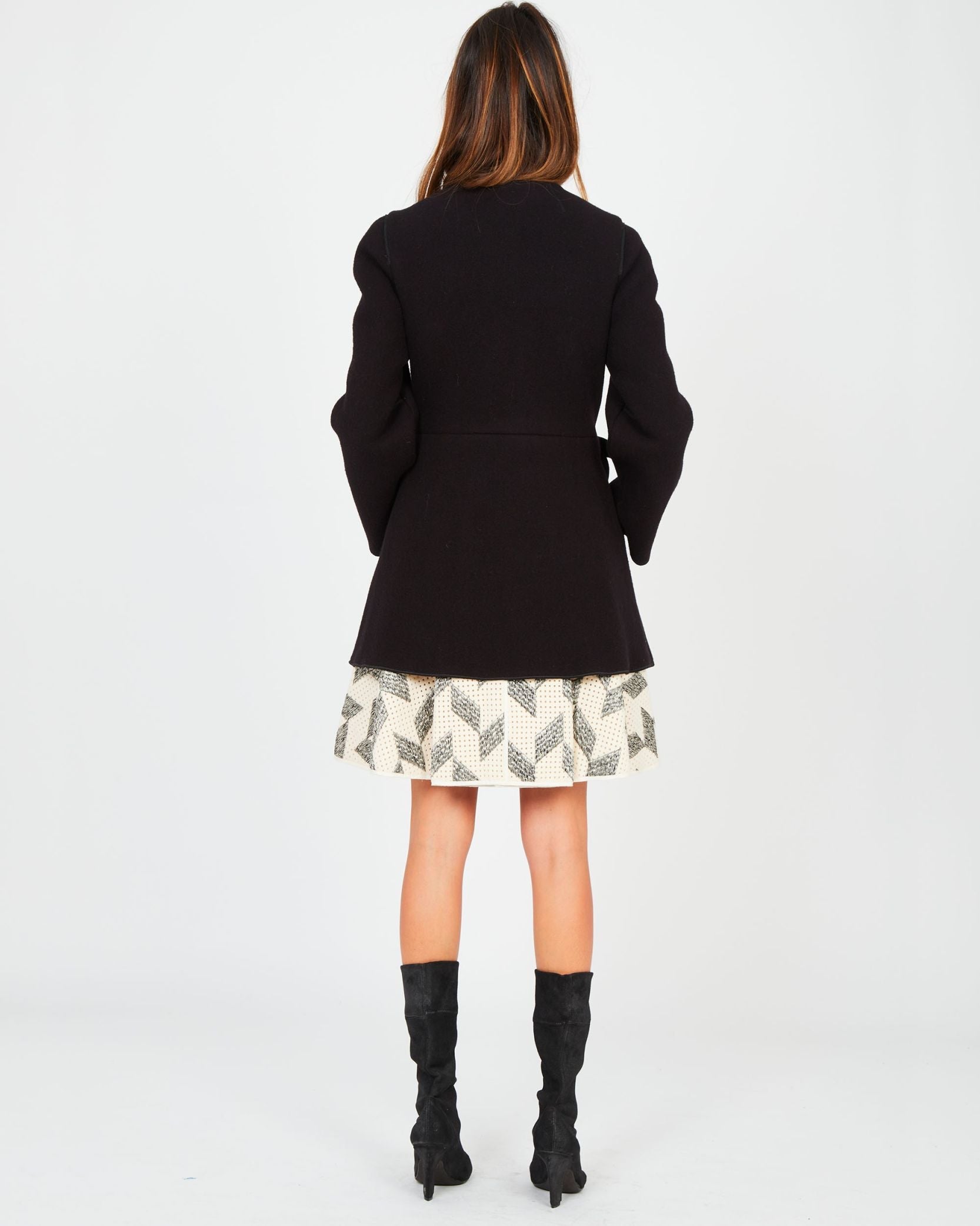 Veste longue kimono en laine - Noir