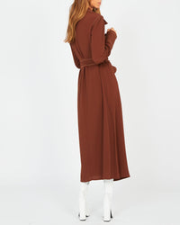 Robe polo longue en crêpe de soie - Choco