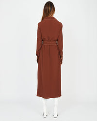 Robe polo longue en crêpe de soie - Choco