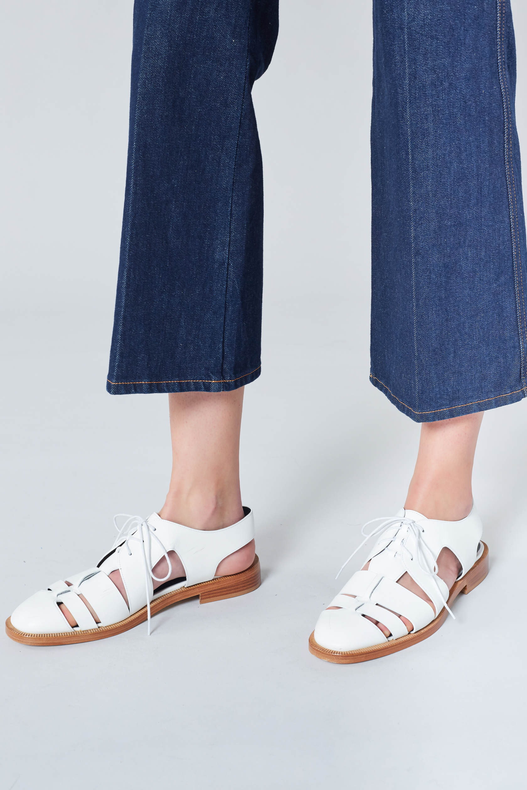 Derby à lacets en cuir - Blanc