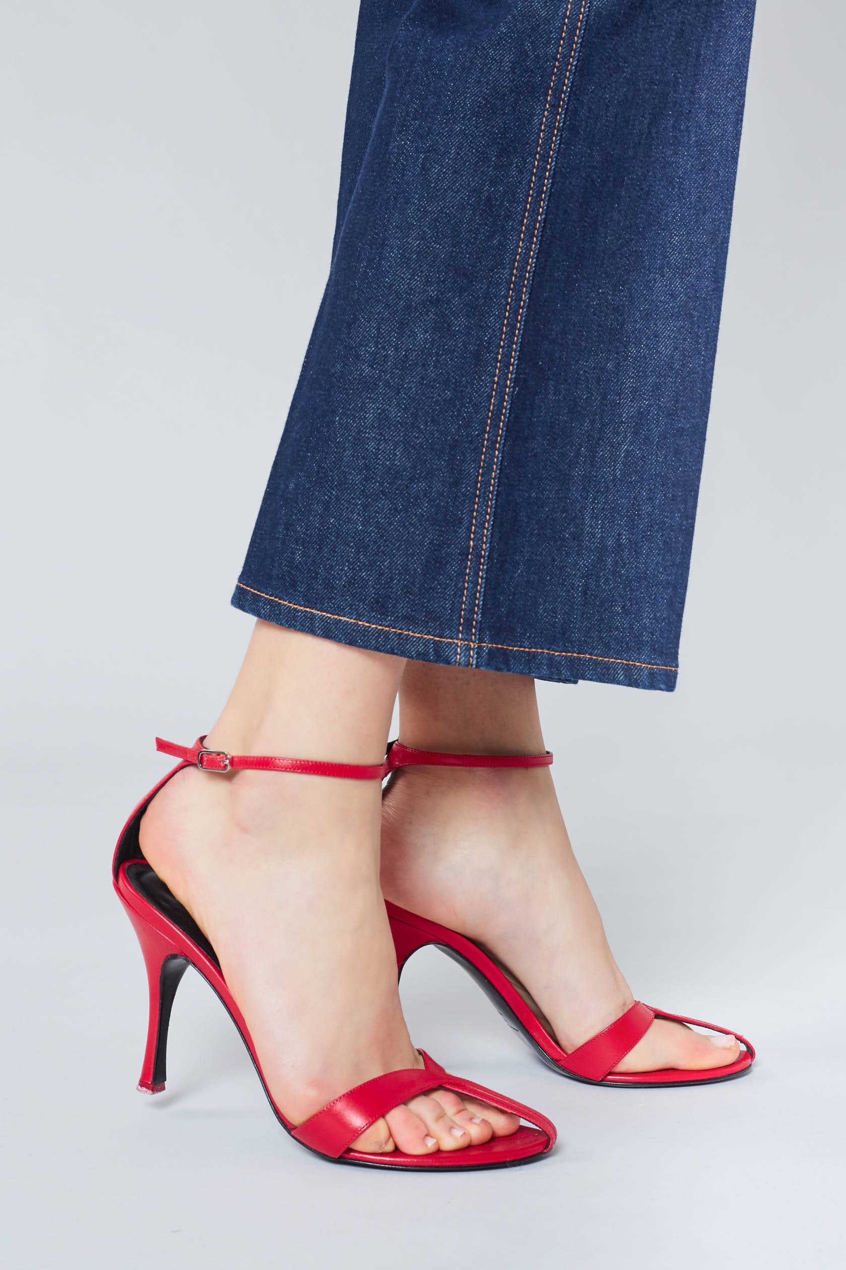 Sandales hautes en cuir - Rouge