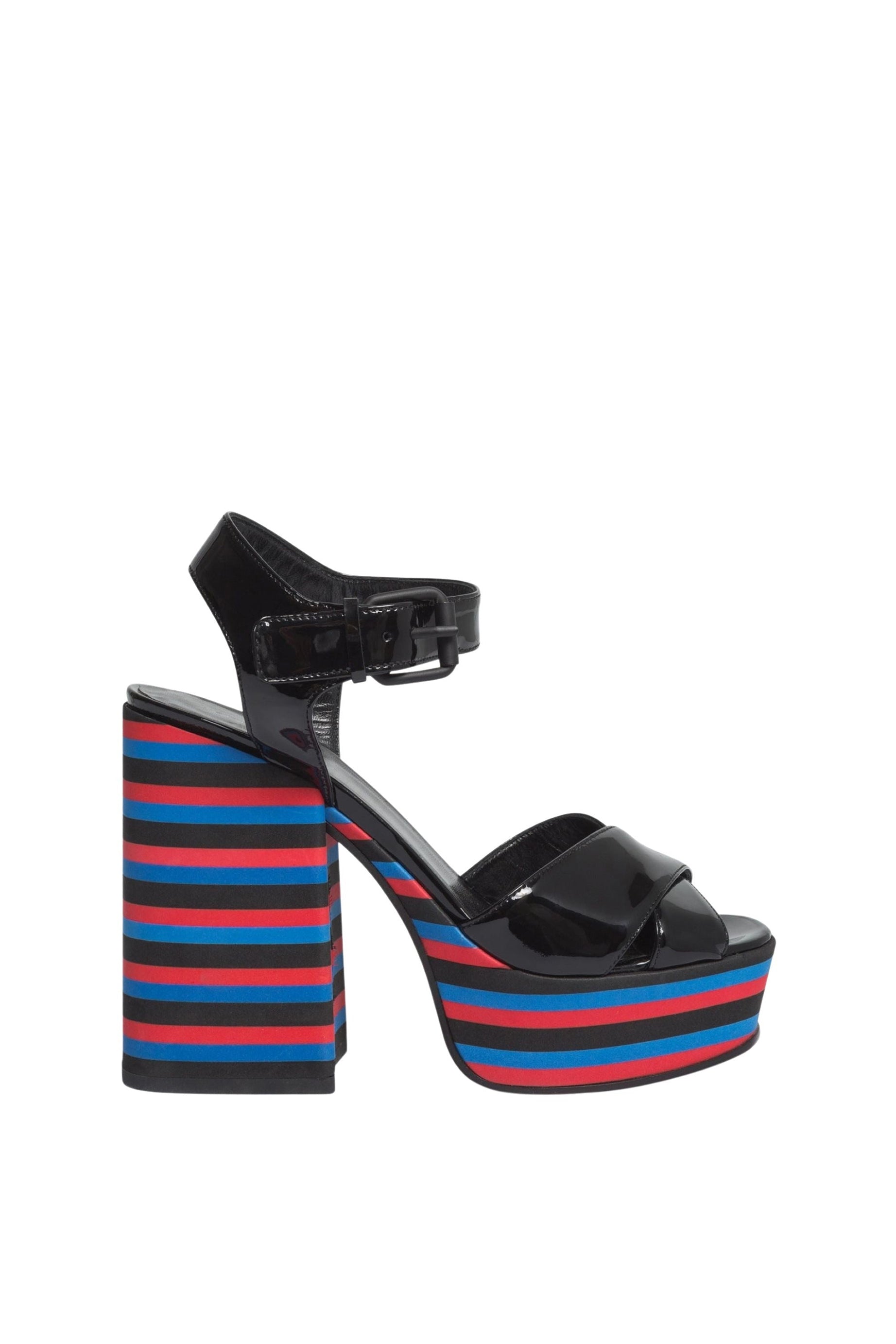 Sandales à rayures en cuir - Noir