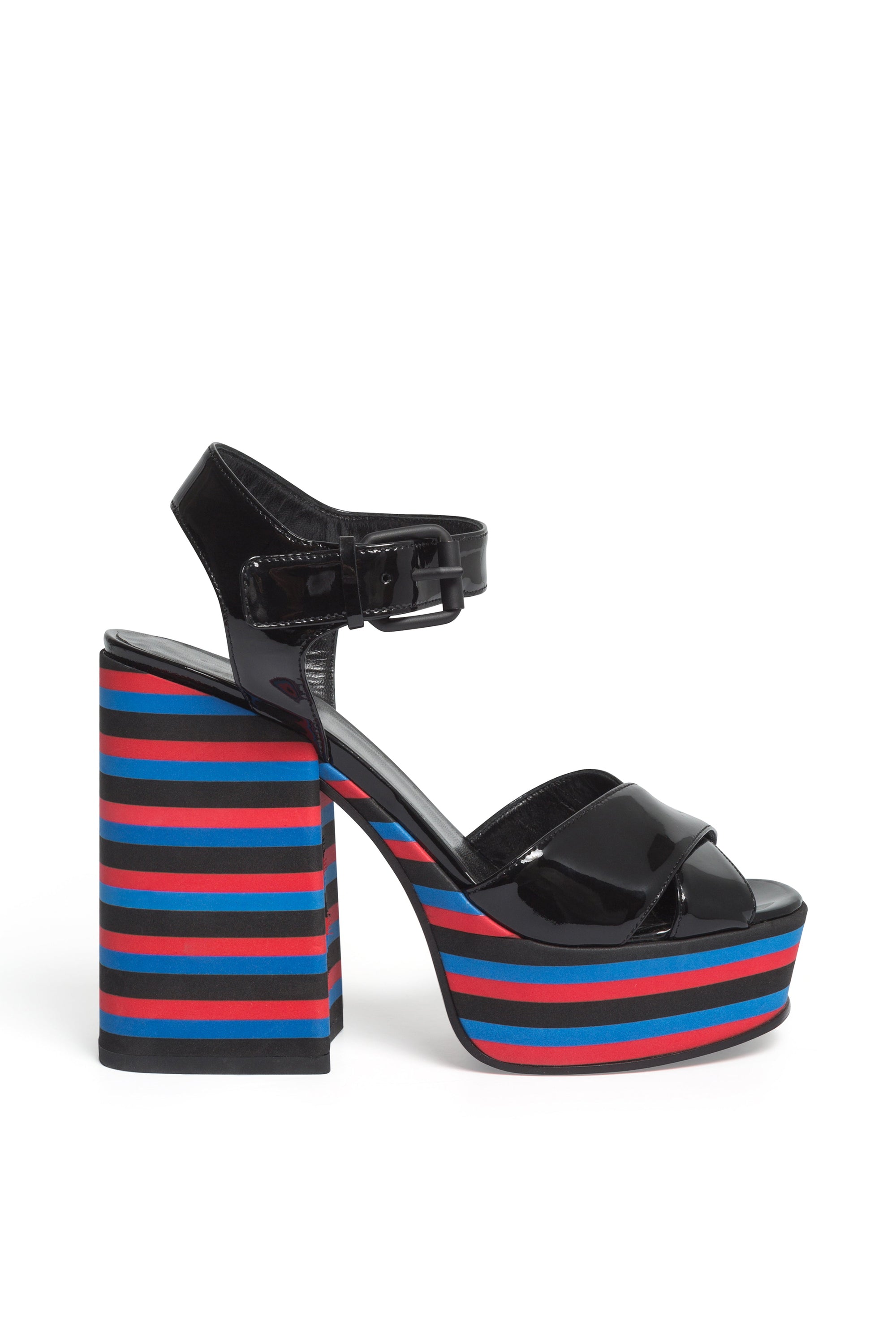 Sandales à rayures en cuir - Noir