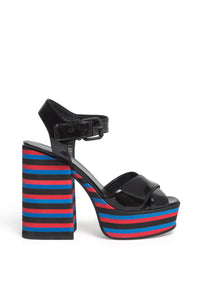 Sandales à rayures en cuir - Noir