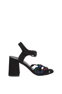 Sandales à strass en cuir - Noir