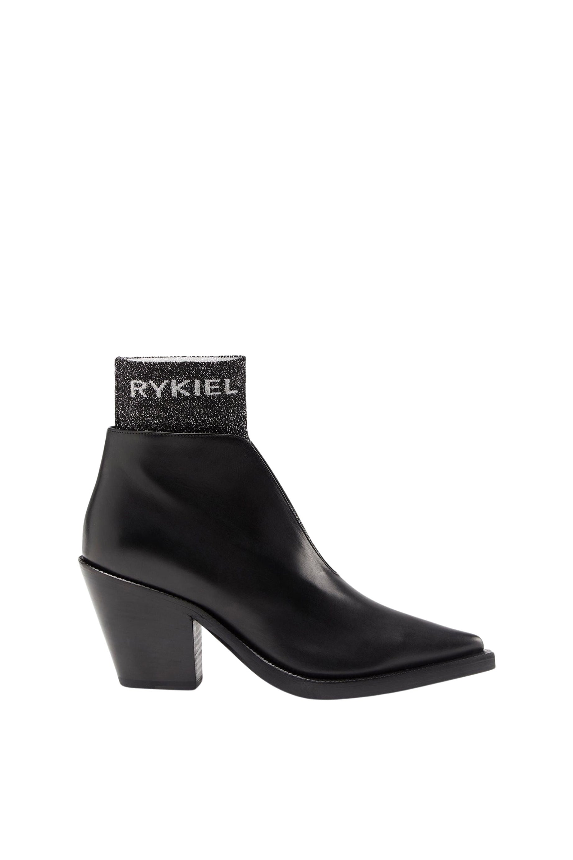 Boots maille en cuir - Noir