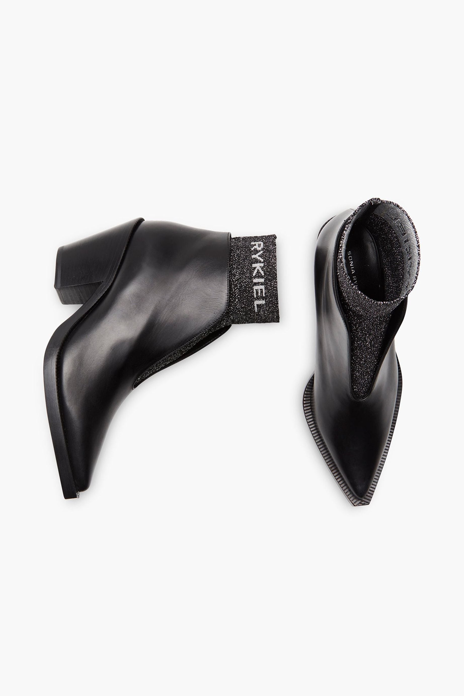 Boots maille en cuir - Noir