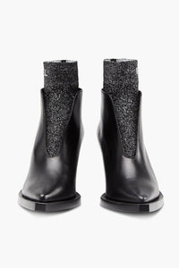 Boots maille en cuir - Noir