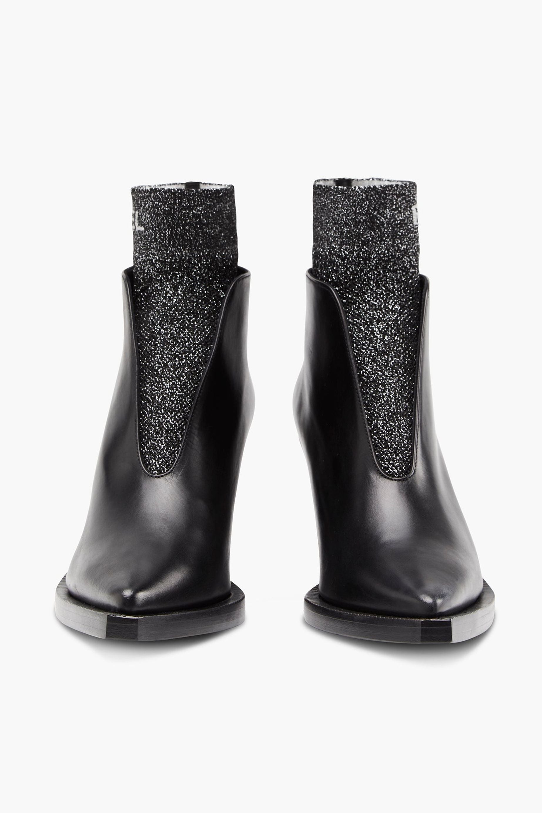 Boots maille en cuir - Noir