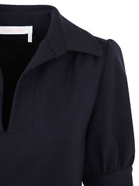 Robe courte au à col en V - Ink Navy
