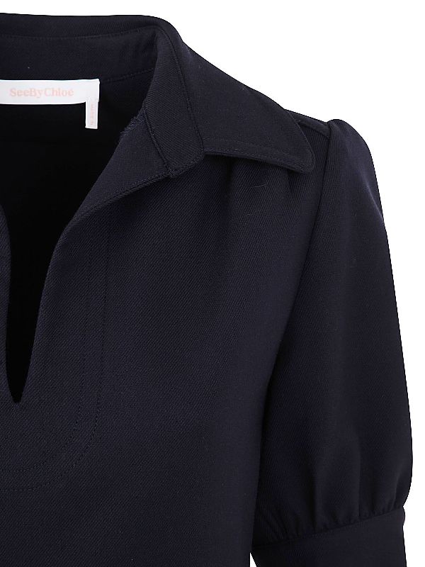 Robe courte au à col en V - Ink Navy