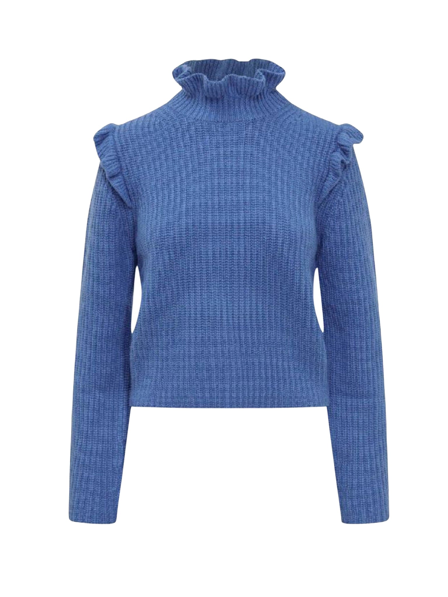 Pull volanté en laine - Night Cobalt