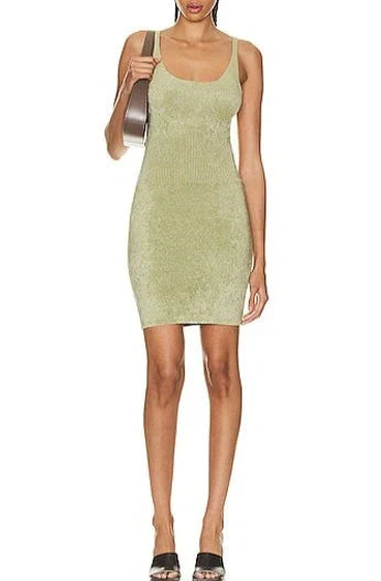 Mini robe Alfia en tricot chenille - Pistachio