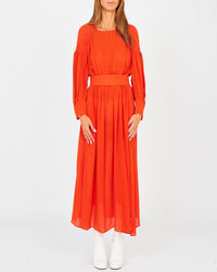 Robe à manches longues en soie - Rouge