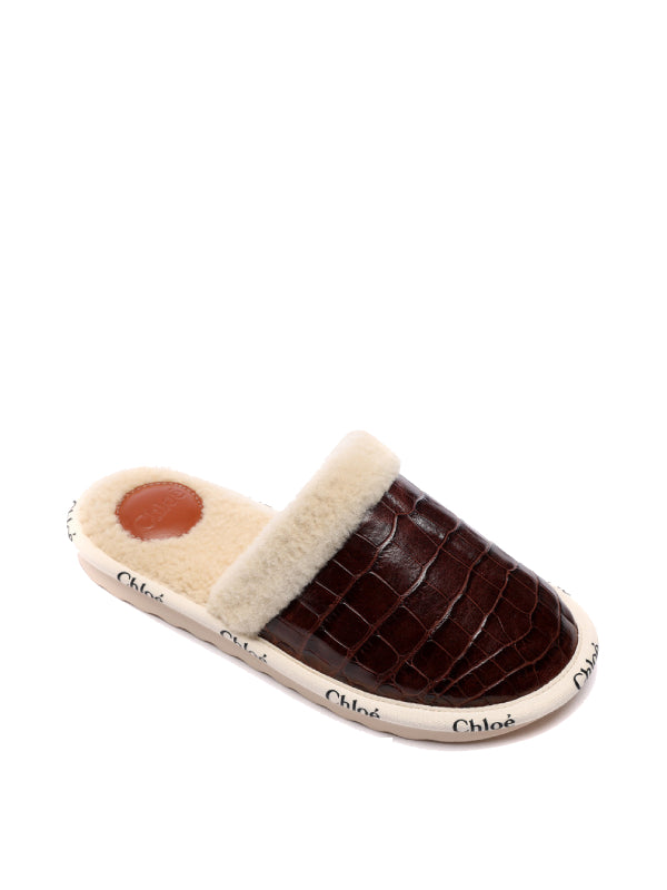 Mules Woody en cuir - Bourbon Brown