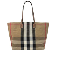 Sac cabas London en toile - Taupe Brown Check