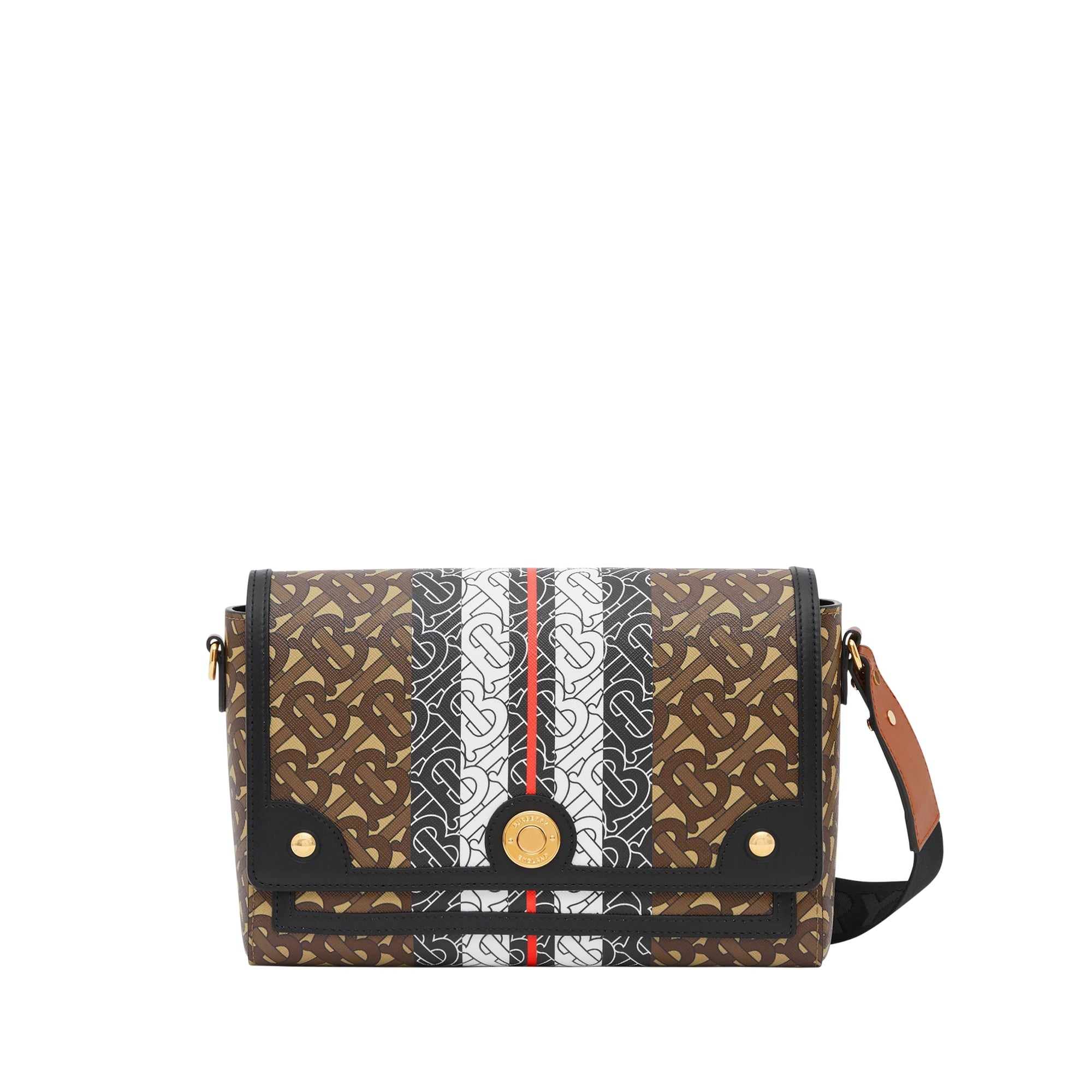 Sac à bandoulière Note en toile rayé monogramme - Bridle Brown