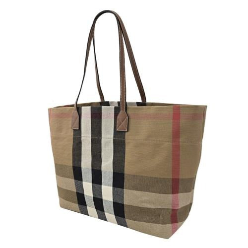 Sac cabas London en toile - Taupe Brown Check