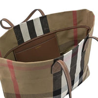 Sac cabas London en toile - Taupe Brown Check