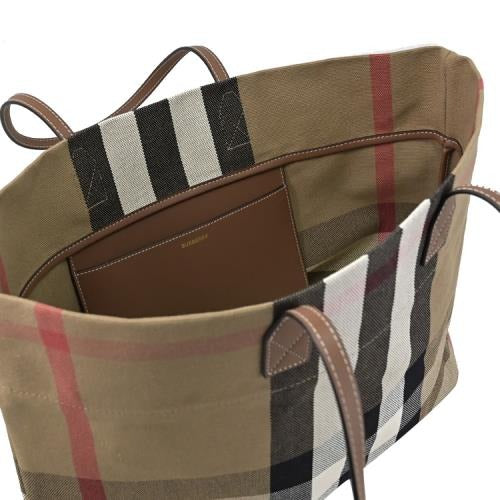Sac cabas London en toile - Taupe Brown Check