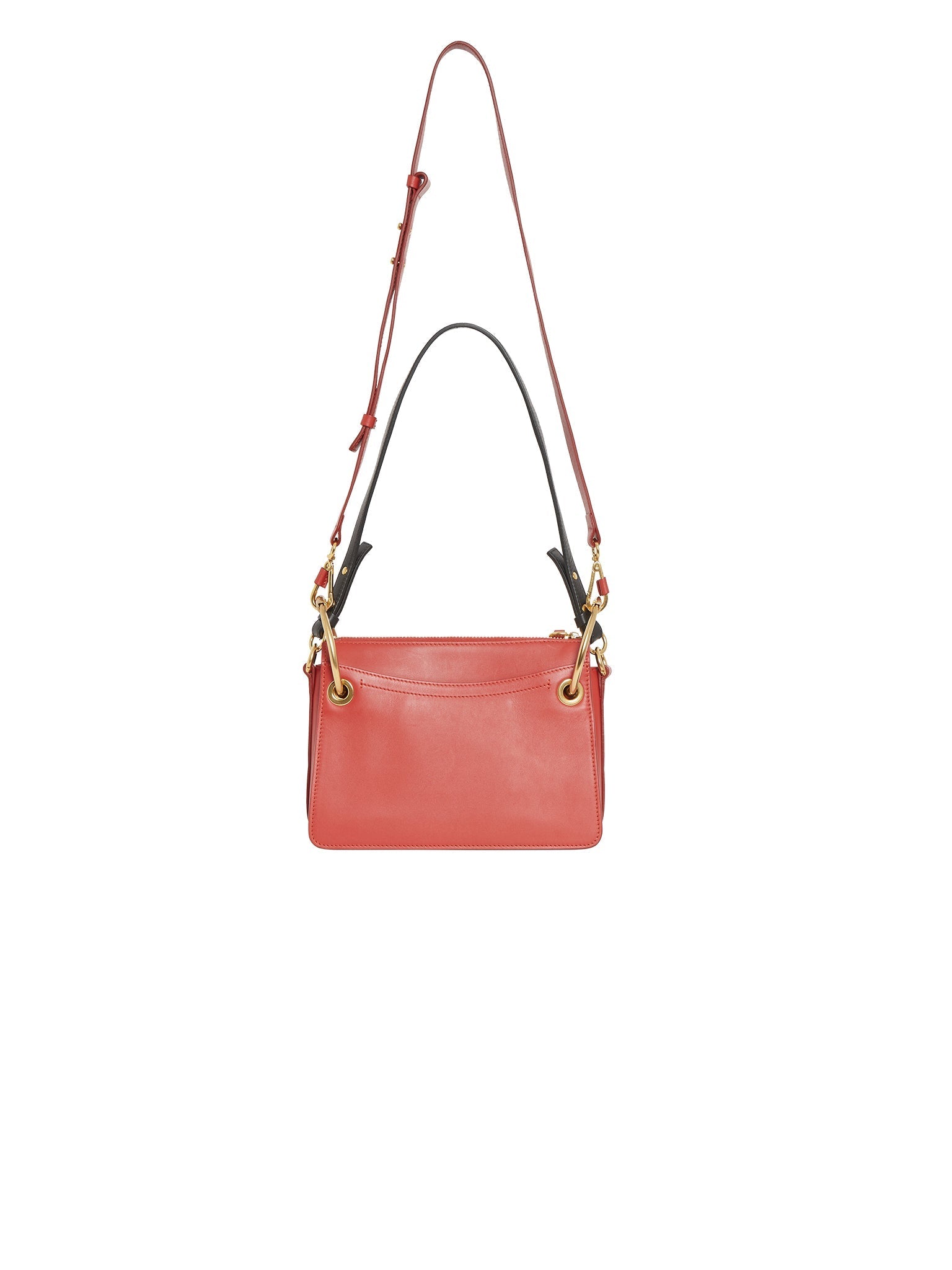 Sac Roy à bandoulière en cuir lisse et suédé - Rouge Terreux