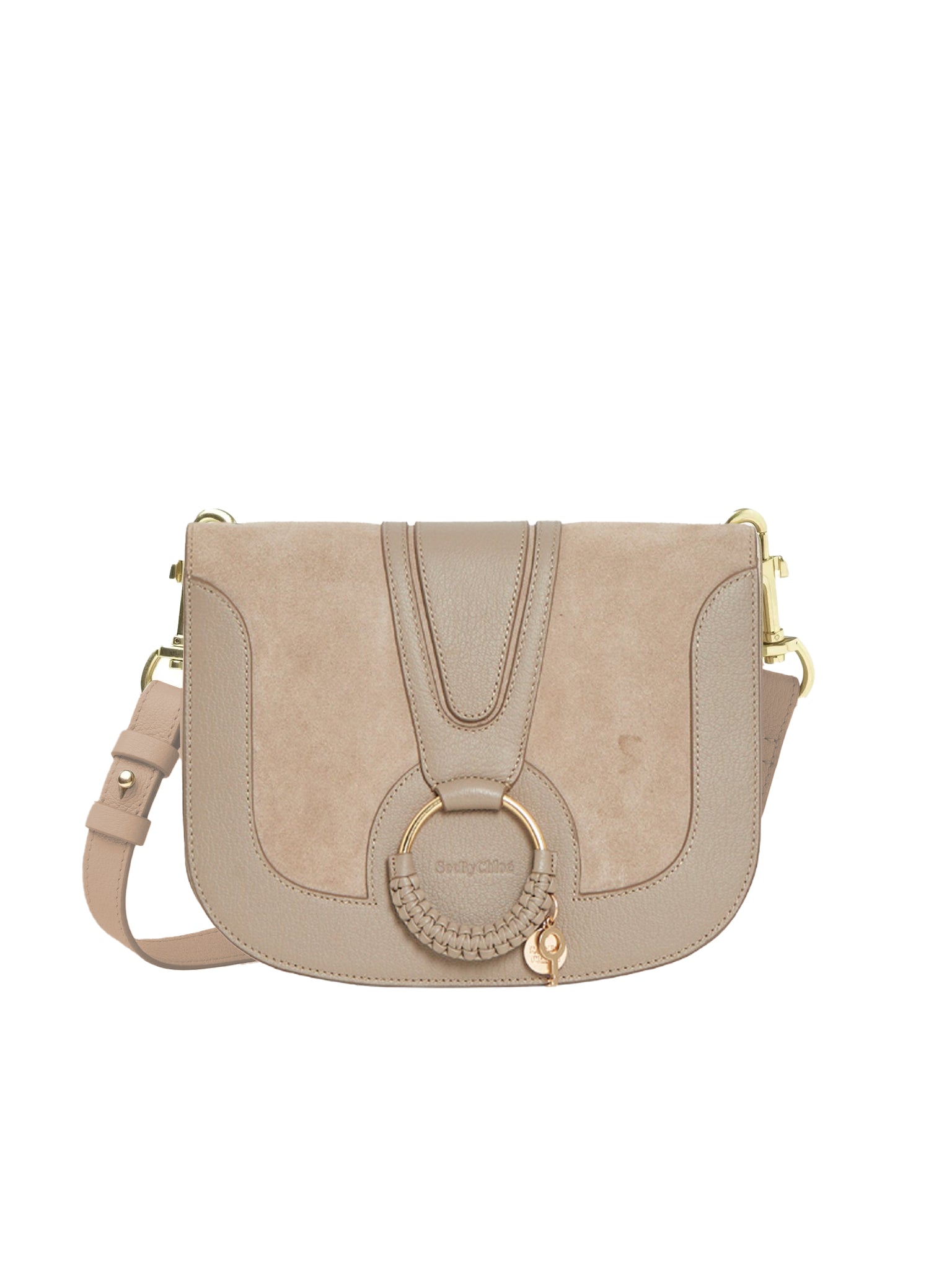 Sac Hana à bandoulière en cuir de vache et daim - Gris Motty
