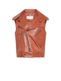 Perfecto sans manche en cuir - Caramel