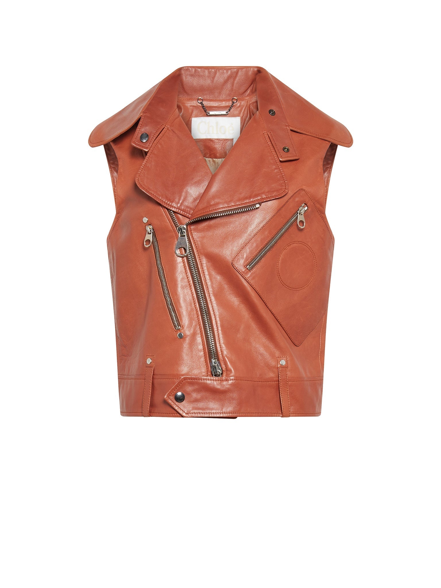 Perfecto sans manche en cuir - Caramel