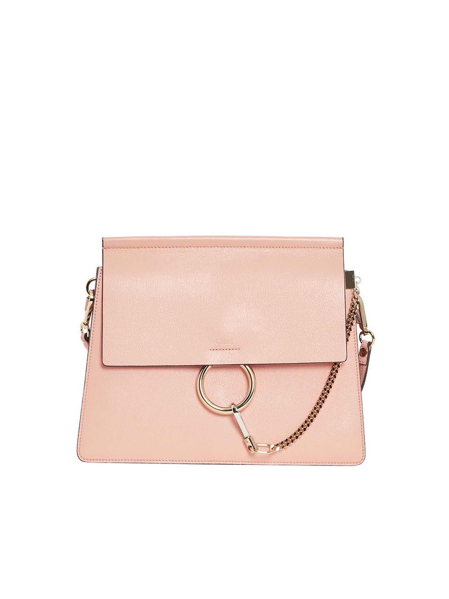 Sac à bandoulière Faye en daim et cuir lisse - Rose