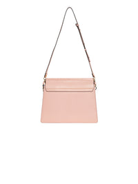 Sac à bandoulière Faye en daim et cuir lisse - Rose