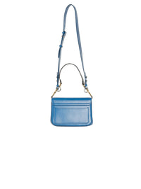 Sac C à bandoulière en cuir brillant - Bleu Fumé