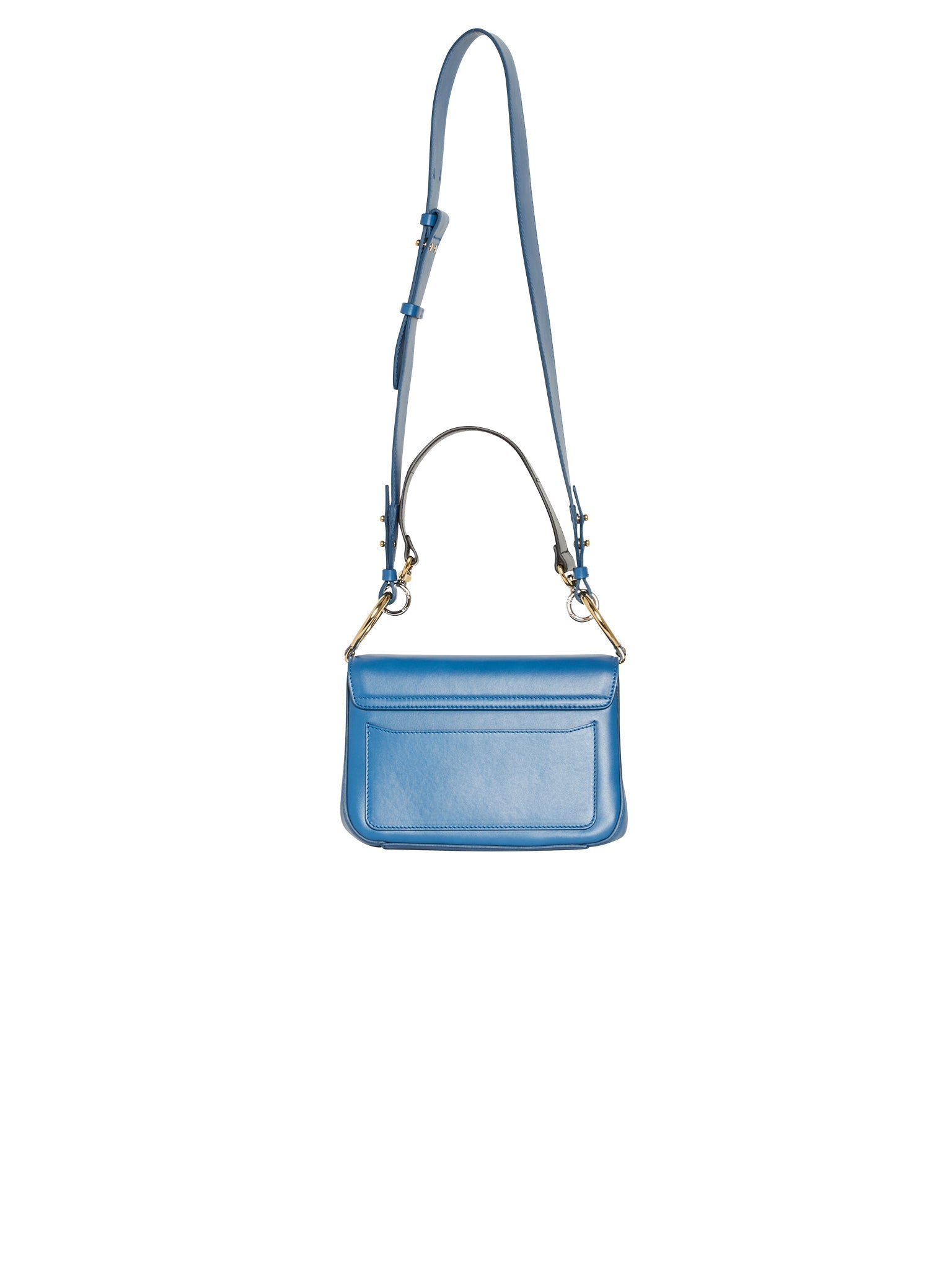 Sac C à bandoulière en cuir brillant - Bleu Fumé