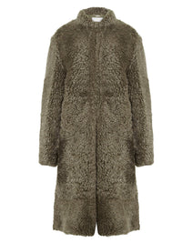 Manteau mi long fausse fourrure en cuir - Shad Green