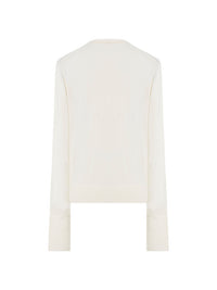 Pull à col rond poignets fendues en laine - Off White