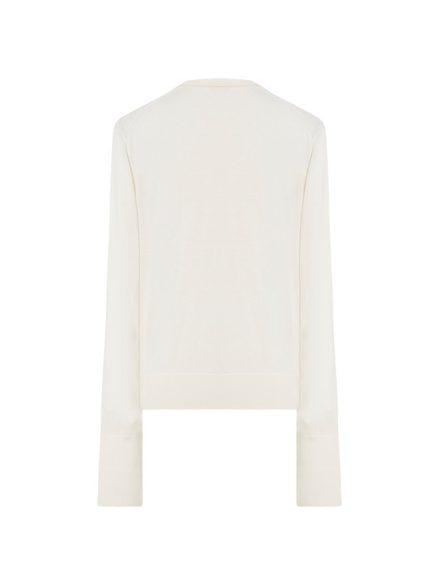 Pull à col rond poignets fendues en laine - Off White
