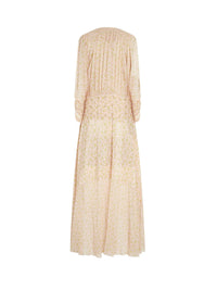 Robe longue boutonnée imprimée en soie - Pink & Green