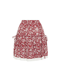 Jupe courte à imprimé fleuri - Red & White