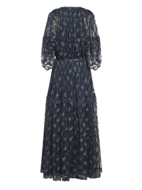 Robe en dentelle fine Paisley - Bleu Abysse