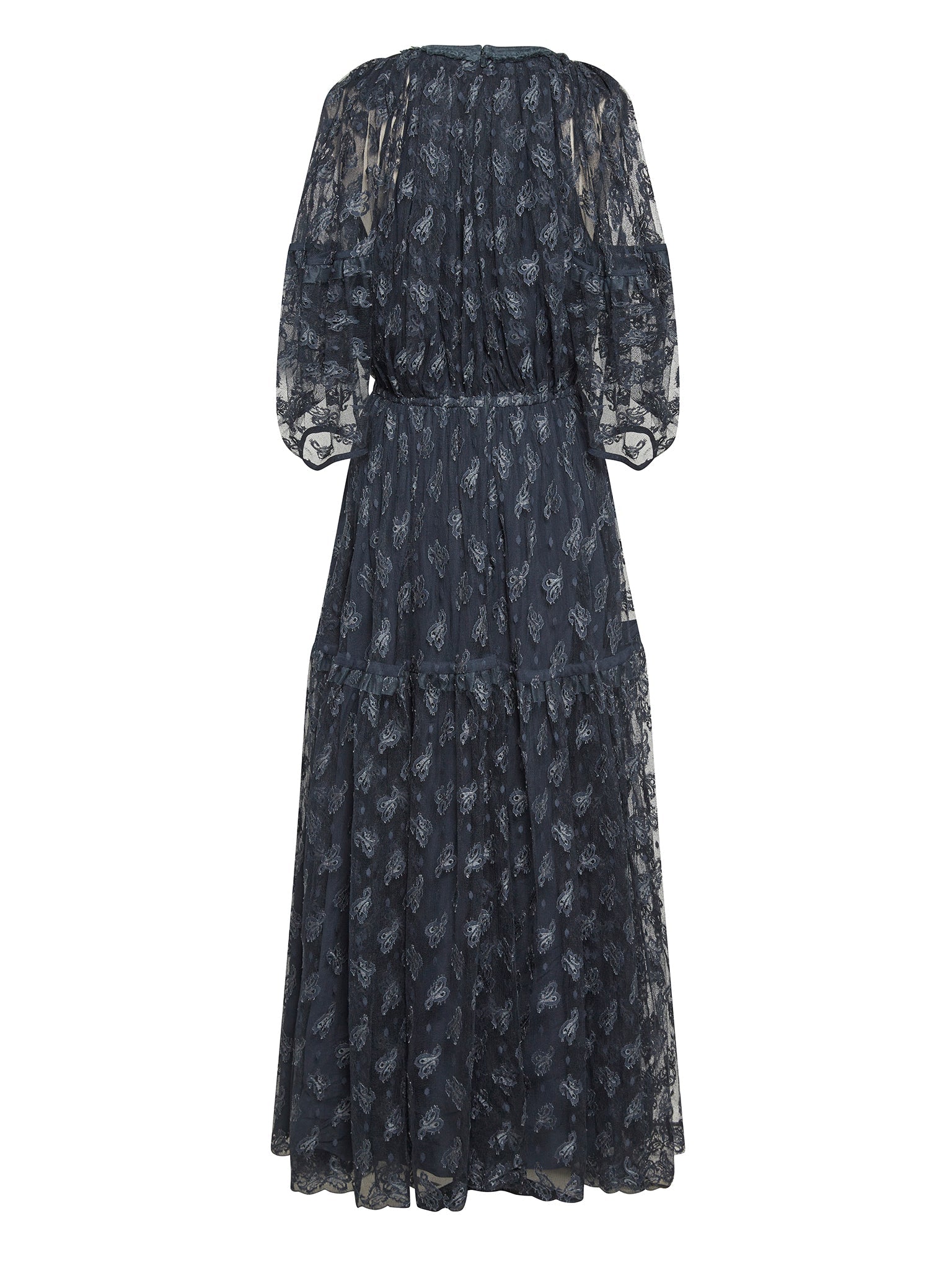 Robe en dentelle fine Paisley - Bleu Abysse