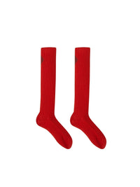 Chaussettes hautes côtelées en laine - Joy Red