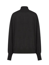 Blouse à col noué en laine - Noir