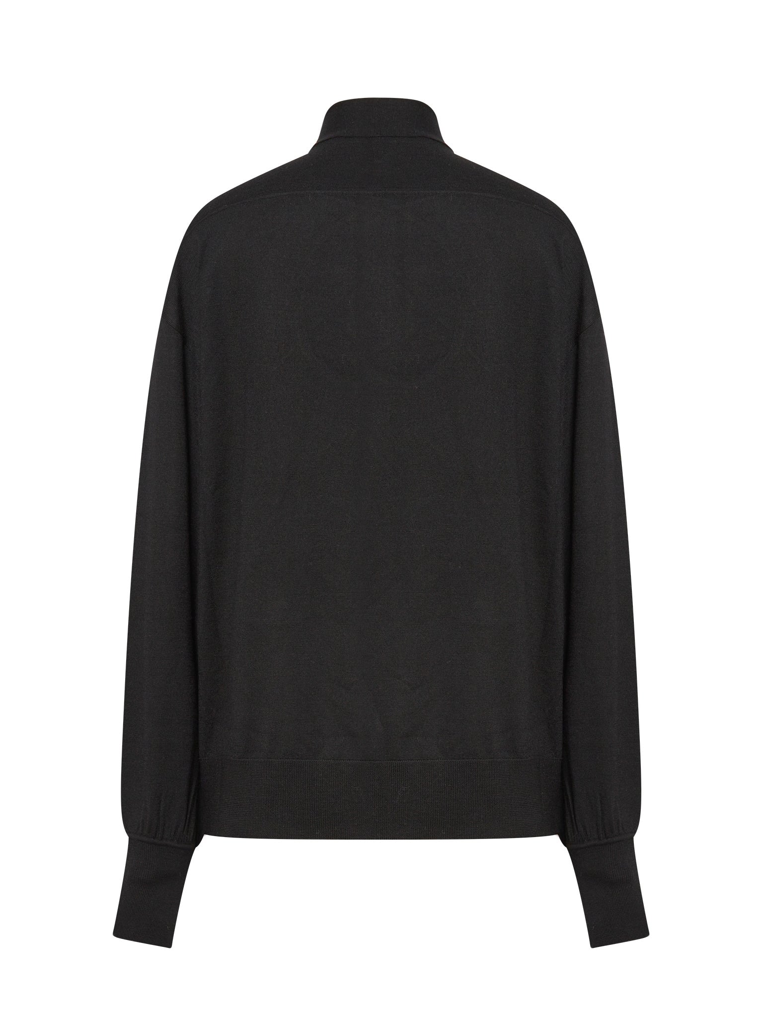 Blouse à col noué en laine - Noir