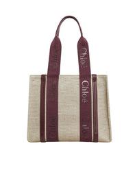 Sac cabas Woody en lin - Burgundy