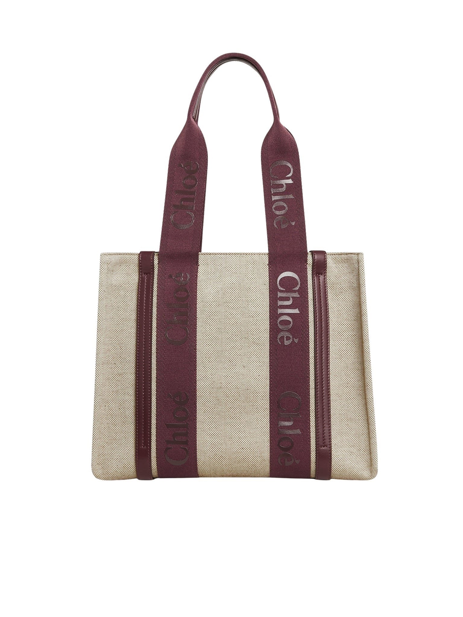 Sac cabas Woody en lin - Burgundy