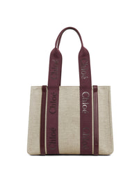 Sac cabas Woody en lin - Burgundy