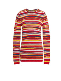 Pull col rond long à rayures en cachemire - Multicolor Red