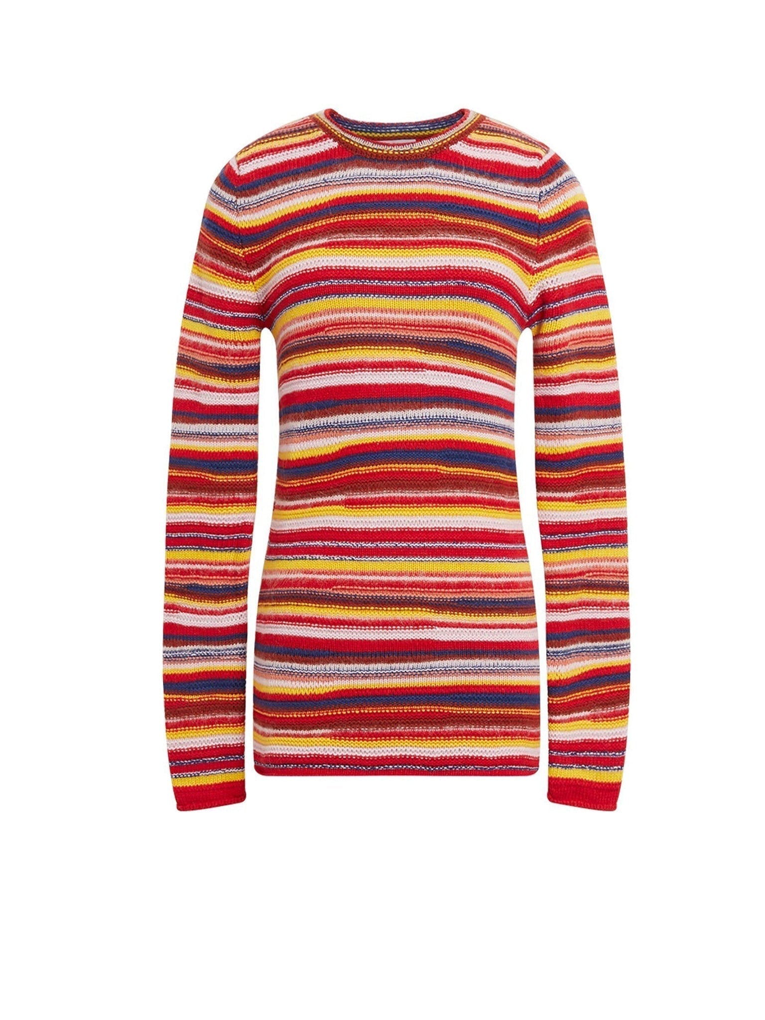 Pull col rond long à rayures en cachemire - Multicolor Red